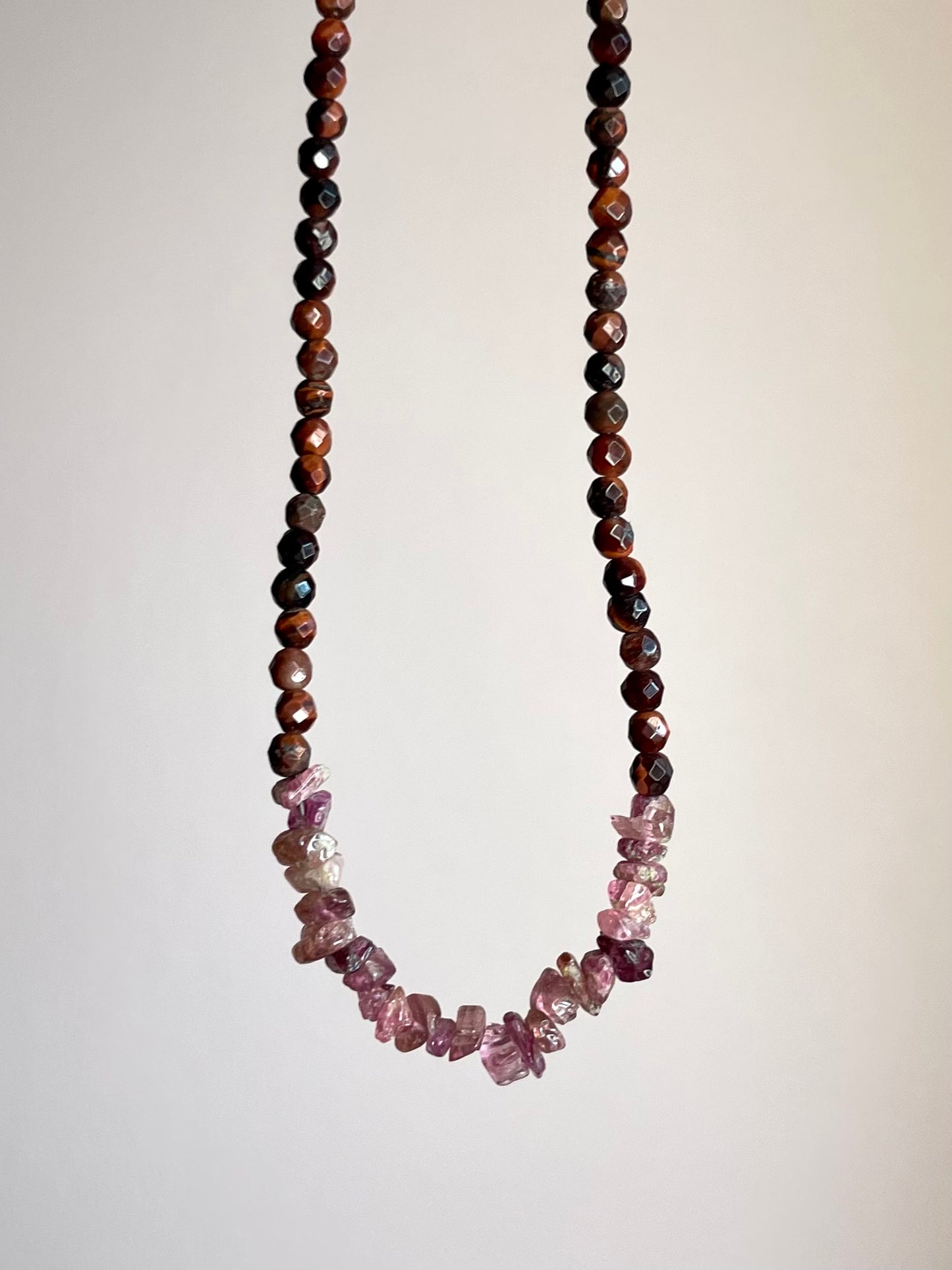 Red Tiger Eye and Ruby Necklace