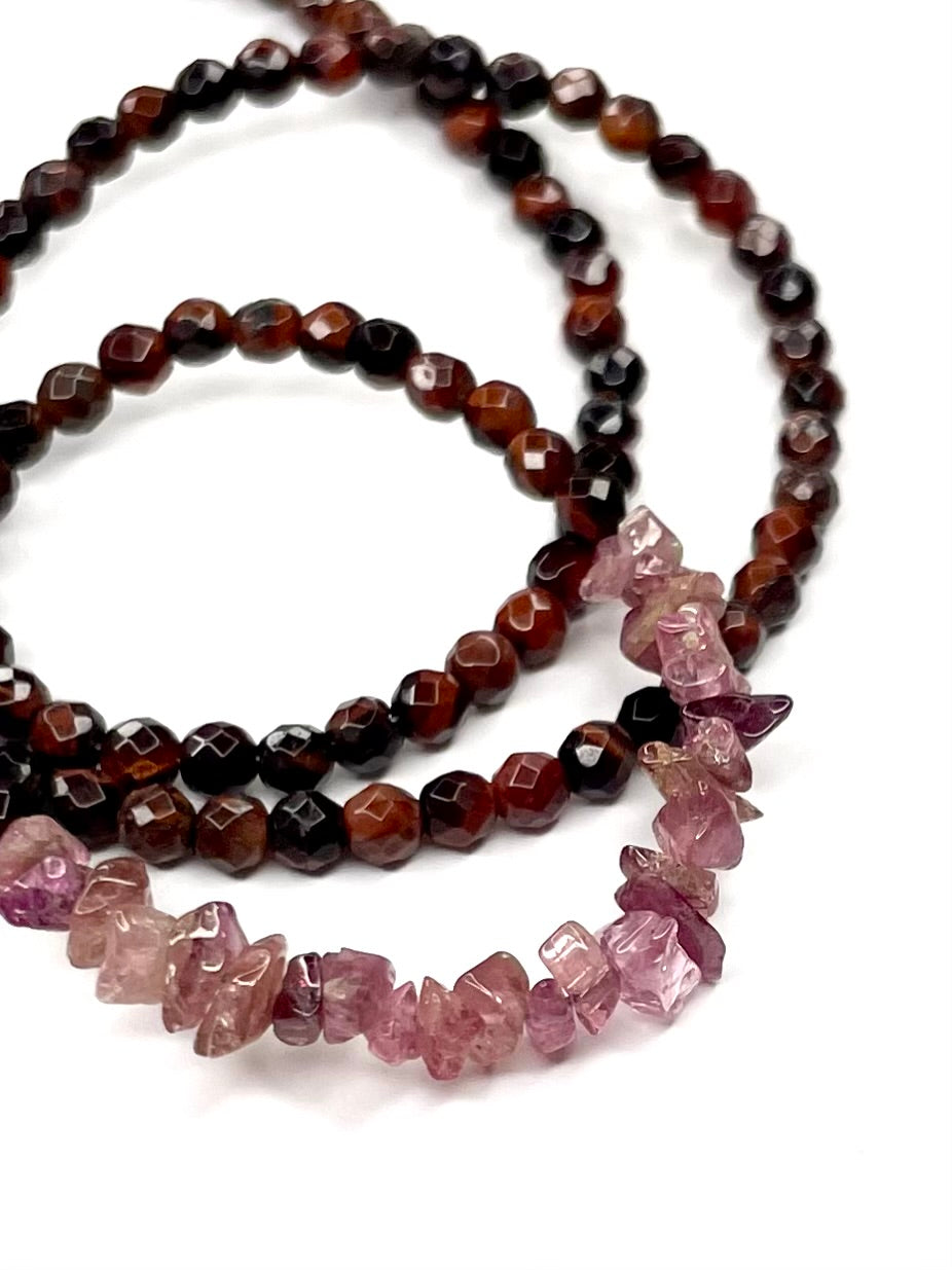 Red Tiger Eye and Ruby Necklace