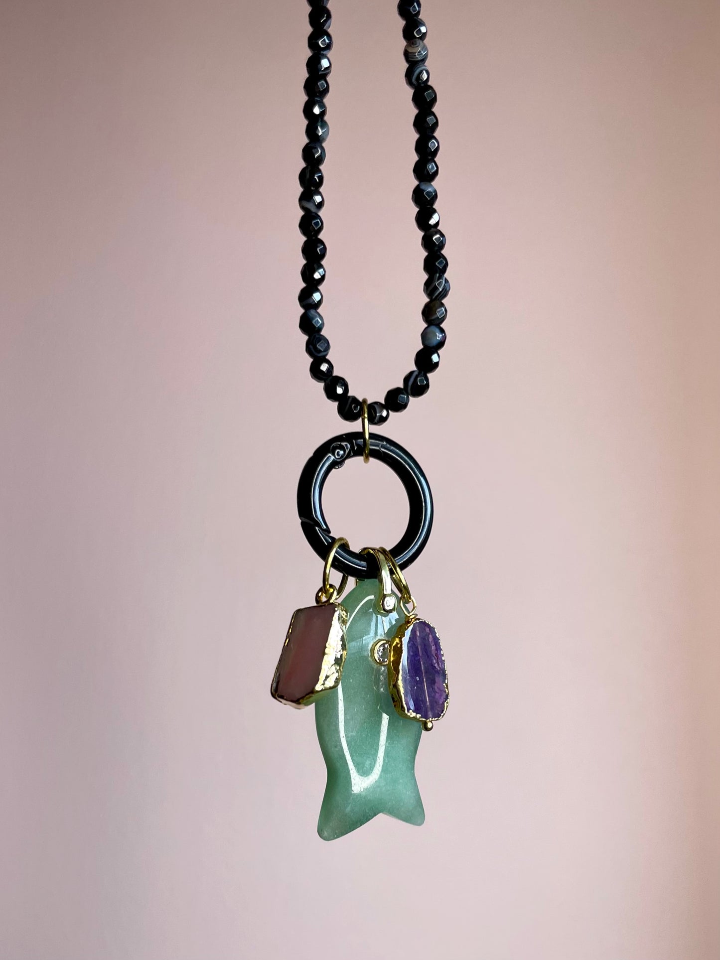 Black Agate Charm Necklace