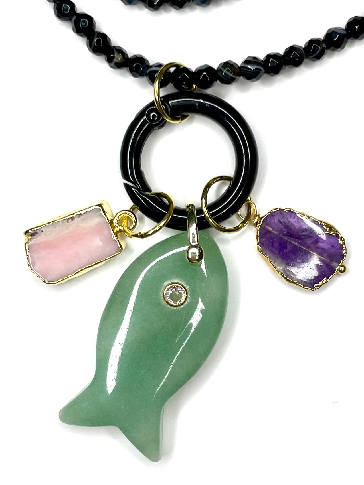 Black Agate Charm Necklace