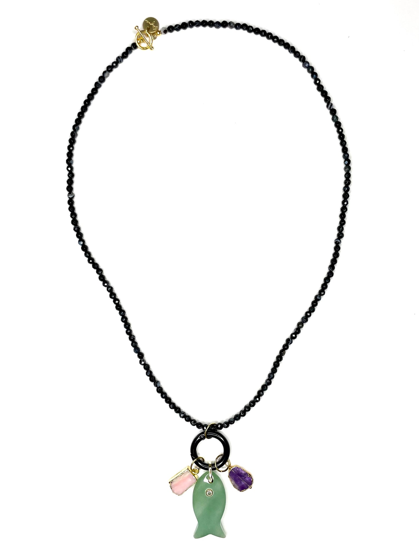 Black Agate Charm Necklace