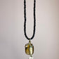 Faceted Black Onyx Rondelle Necklace with Charms