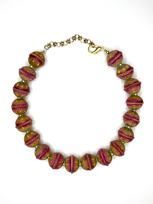 Hand Painted Leather Bead Choker