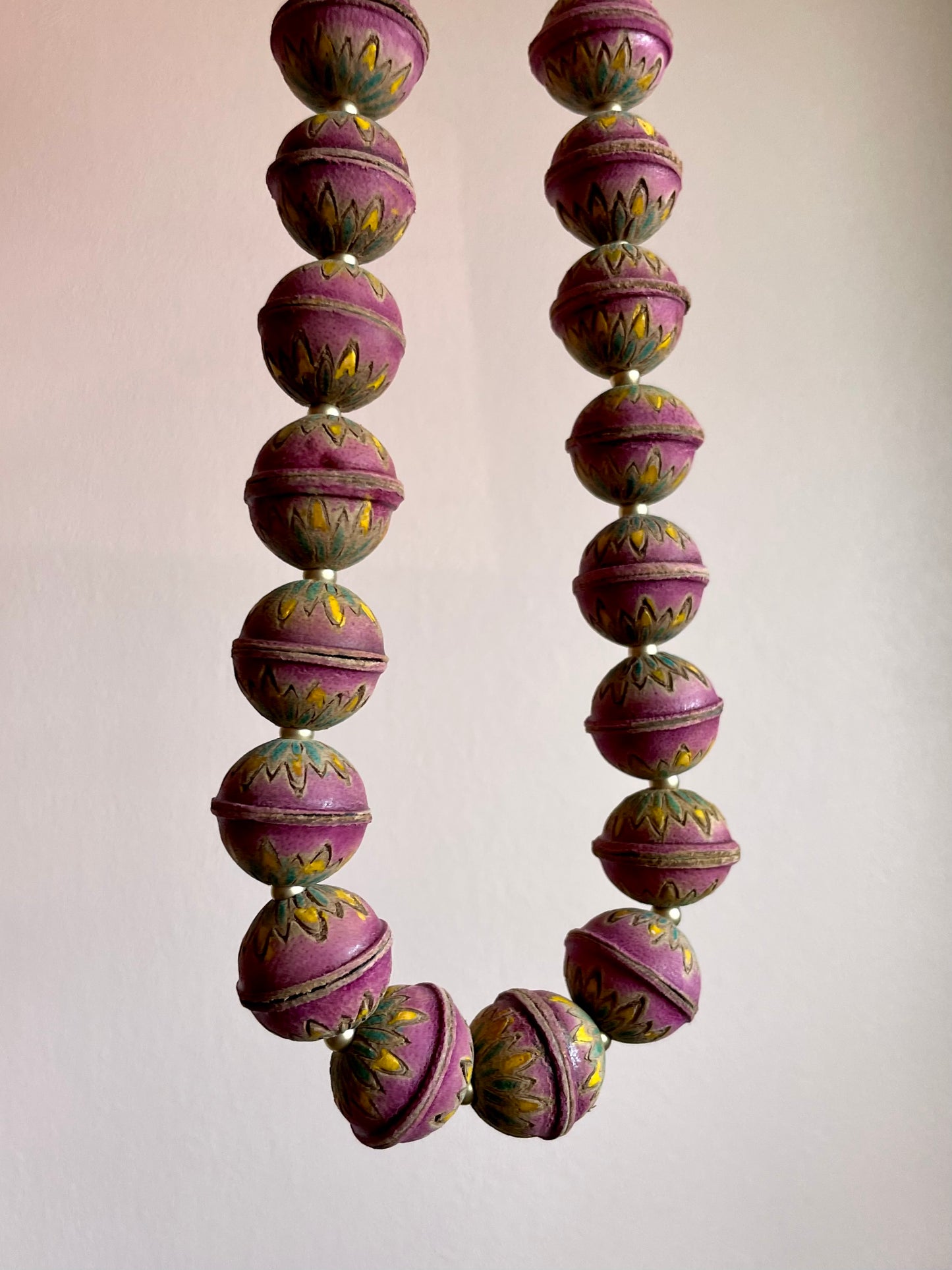 Hand Painted Leather Bead Choker