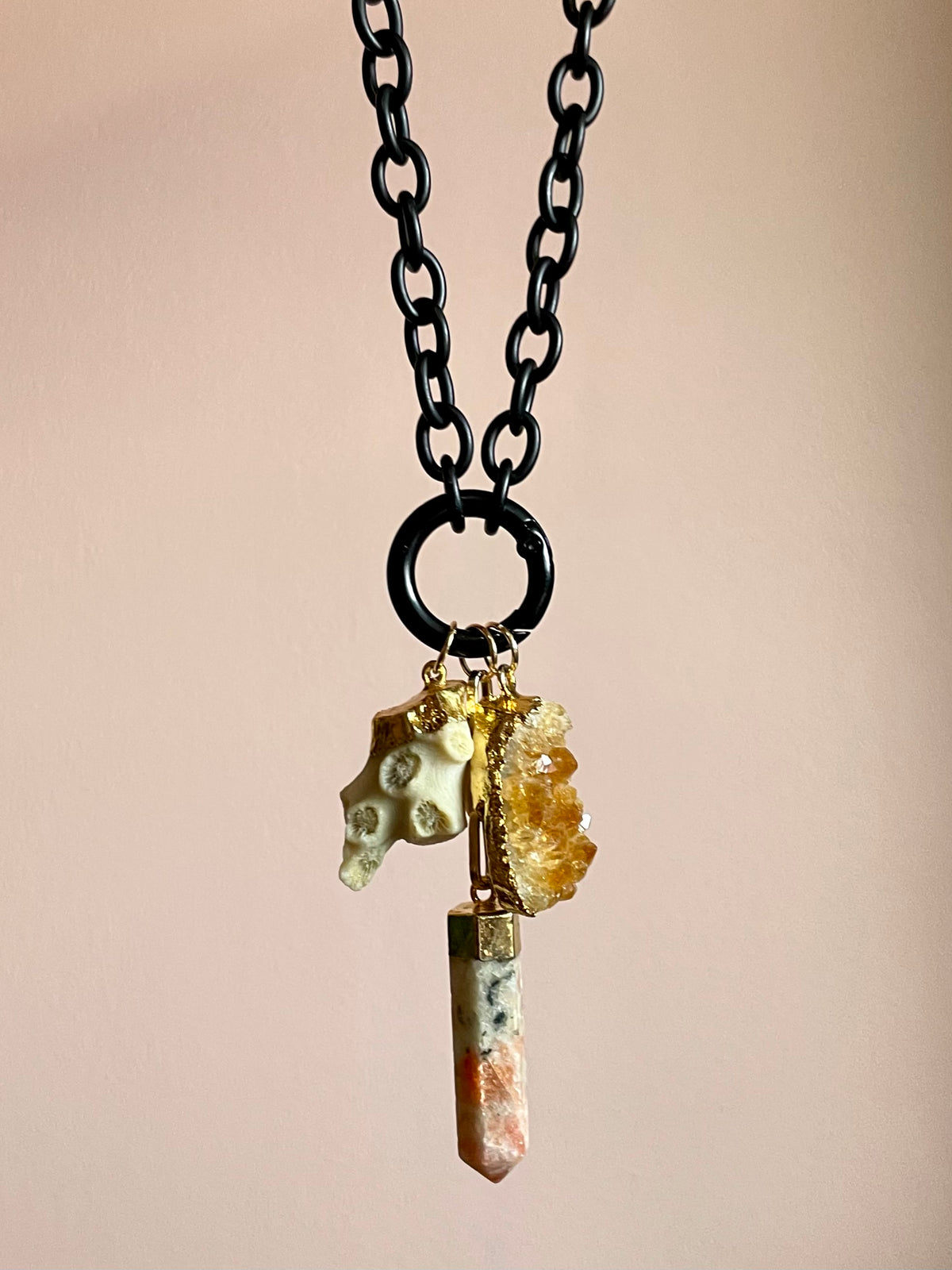 Chunky Black Chain Charm Necklace