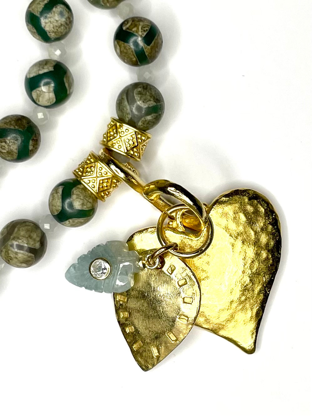 Ocean Jasper Necklace with Multi Charm Drop