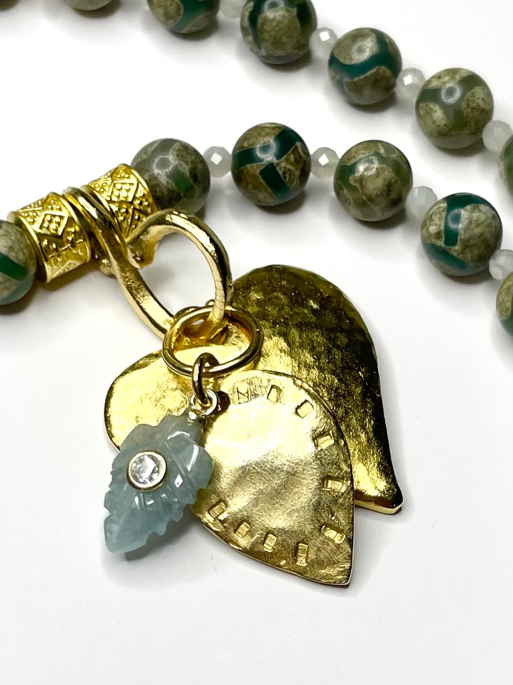 Ocean Jasper Necklace with Multi Charm Drop