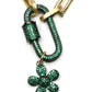 JOSSIE- Short Paper Clip Necklace with CZ Carabiner and Charm