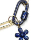 Flossie Medium Length Paper Clip Necklace with Blue CZ Carabiner and Charm