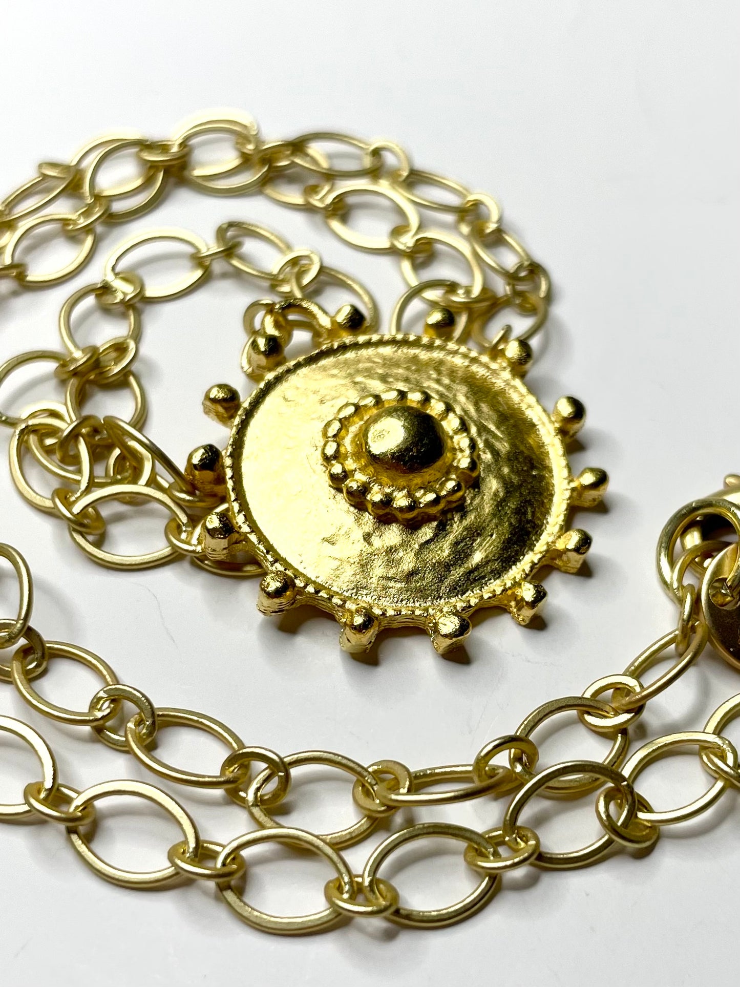 Gold Medallion Y Shaped Necklace