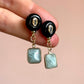 Aquamarine and Onyx Earring