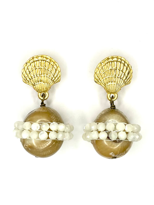 Taupe Coral Saturn Earring