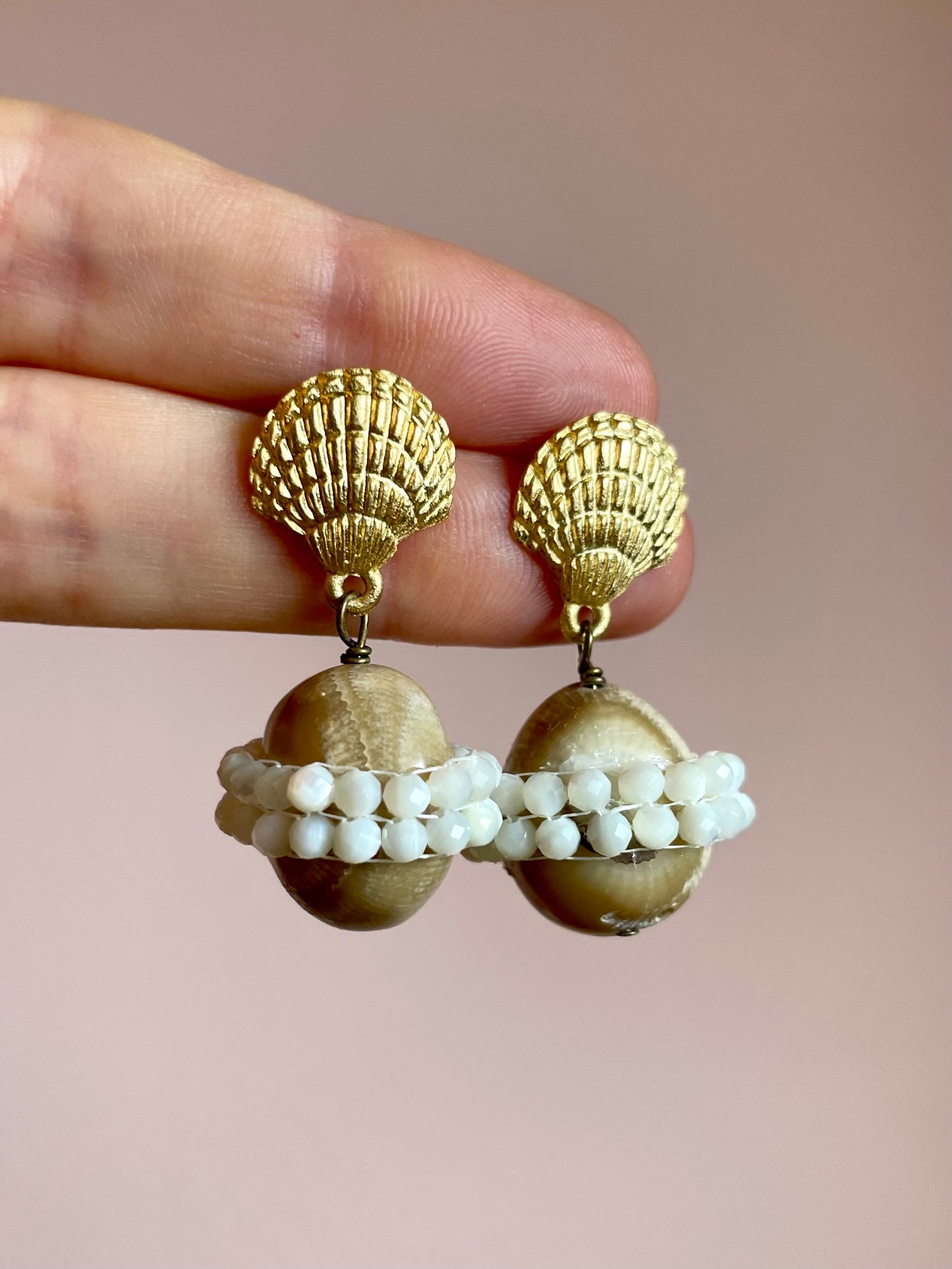 Taupe Coral Saturn Earring