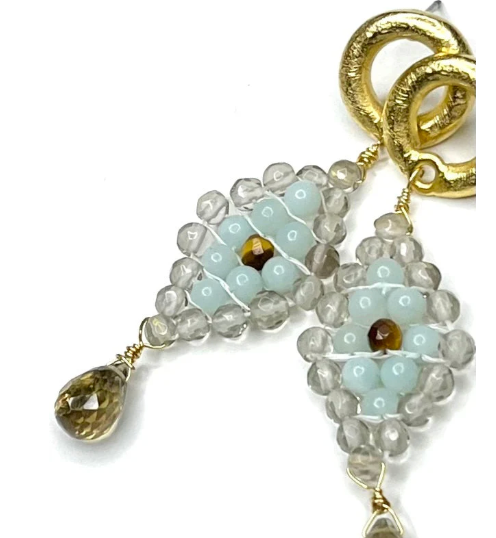 Hand Woven Diamond Shaped Earring